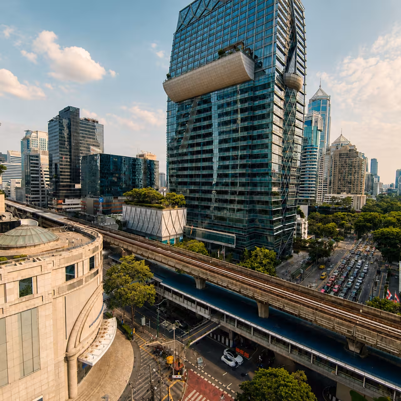 Bangkok rail and city view in daylight